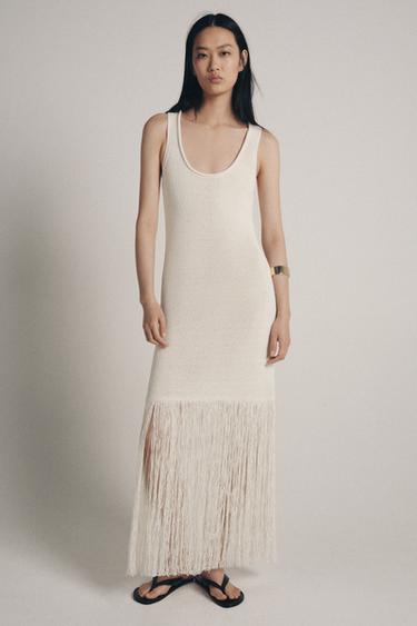 Fringed Knit Dress